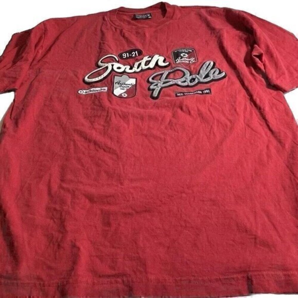 Southpole Mens XL Red T-shirt Vintage Y2K 100% Cotton USA AUTHENTIC Collection